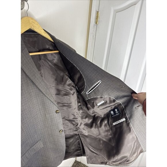 Austin Reed Blazer Men’s 42 100% Wool Gray Windowpane Check Sport Coat - Picture 5 of 8